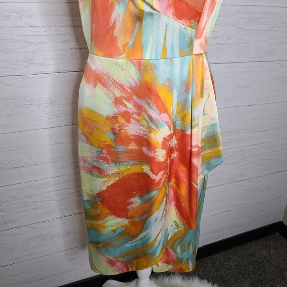 Tahari Sleeveless Multi Colored Print Dress Size 6 Petite - Picture 5 of 12